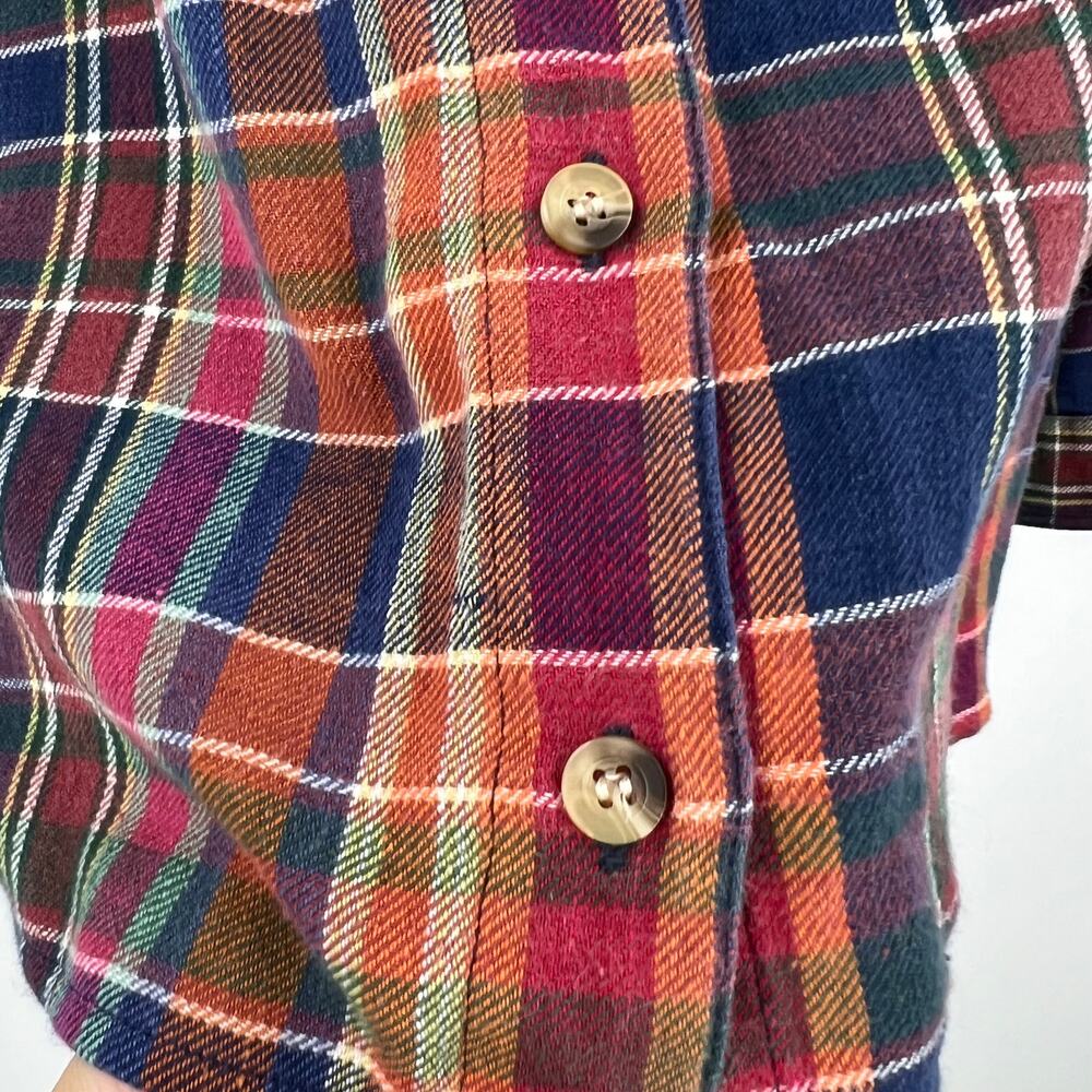 VTG Casey & Max Plaid Flannel Blouse Velvet Collar Embroidered Fall Womens Large - Picture 6 of 10